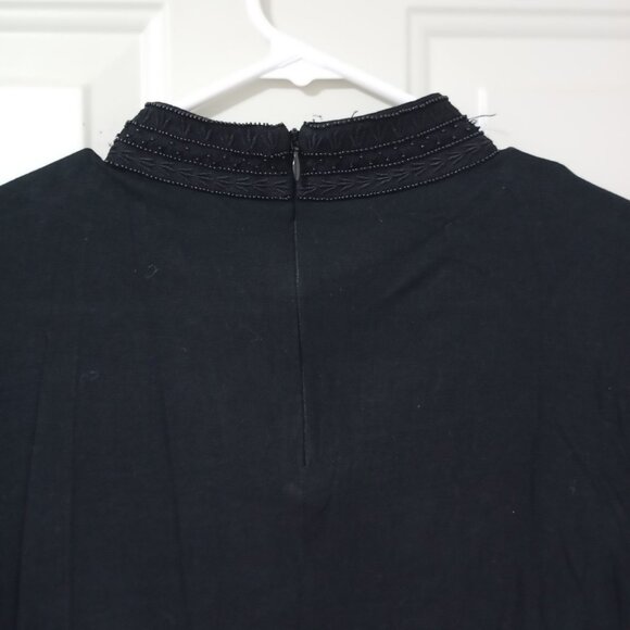 Lauren Ralph Lauren Womens Sheer Black Long Sleeve Blouse With Beaded Collar Siz - Picture 8 of 9